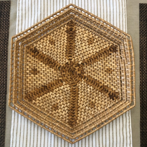 Bohemian Vintage Raffia Hexagonal Basket Decor